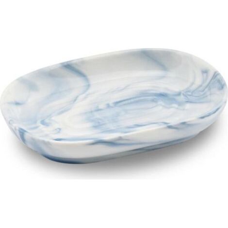 Porte Savon Céramique Antidérapant, Porte Savon Marbre pour Salle de Bain, Support Savon Solide pour Cuisine, Baignoire(Bleu) (1/5)