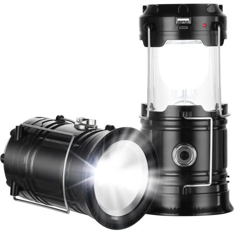 Lampe de camping solaire en cas de panne de courant – Lampe rechargeable par USB, indispensable pour le camping, lampe solaire pliable et étanche pour éclairage d'urgence intérieur et extérieur (lot d (1/4)