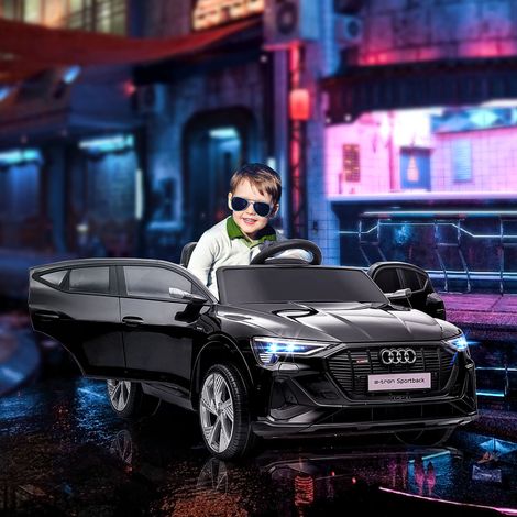 Voiture électrique 12V pour enfants avec double moteur - lumières LED et - vitesse 3-5 km/h - télécommande et batterie rechargeable - noir