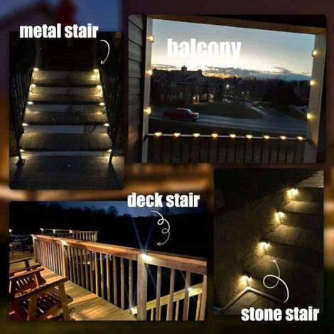 Lampe Solaire - LED Blanc Chaud - Étanche IP44 - Pour Escaliers Terrasse Allée Jardin - Lot de 4 (1/4)