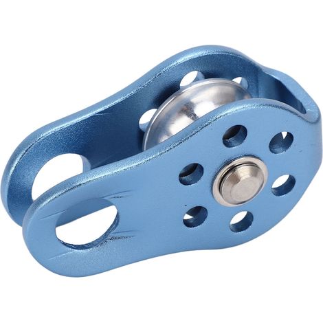 Einfache Kletterrolle aus Aluminium-Magnesium-Legierung mit fester Öse für Einfachseil, ideal für Bergsteigen, Abseilen und Rettungseinsätze (hellblau). (1/4)