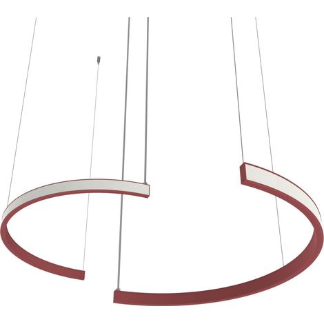 LUMICOM  HALF Sospensione, STRIP LED, 34W/m, 3000K, metallo, rosso cowhide, d.62 (1/2)