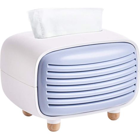 Boîte à mouchoirs en forme de radio pour voiture, maison, salle de bain (bleu)