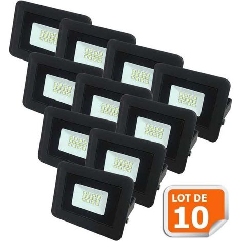 Lampesecoenergie – Lot de 10 projecteurs LED 10W noir – Lumière blanche froide 6000K – Indice de protection IP65 – Alimentation 220-240V AC (1/3)