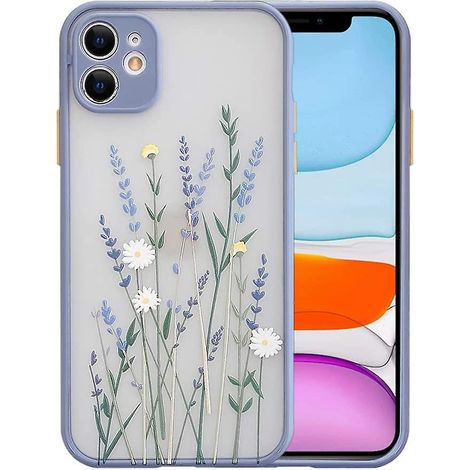 Transparente Schutzhülle mit Blumenmuster, kompatibel mit iPhone 11, matte Oberfläche