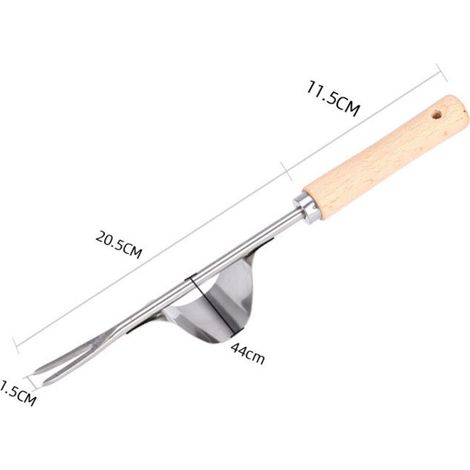 Attrezzo manuale per diserbo BDD, in acciaio inossidabile con manico in legno, per la rimozione delle erbacce in giardino, lungo 32 cm, 1 pezzo. (1/4)