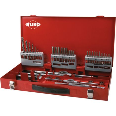 RUKO 245030 Set de tarauds pour machine 44 pièces métrique M3, M4, M5, M6, M8, M10, M12 coupe à droi (1/5)