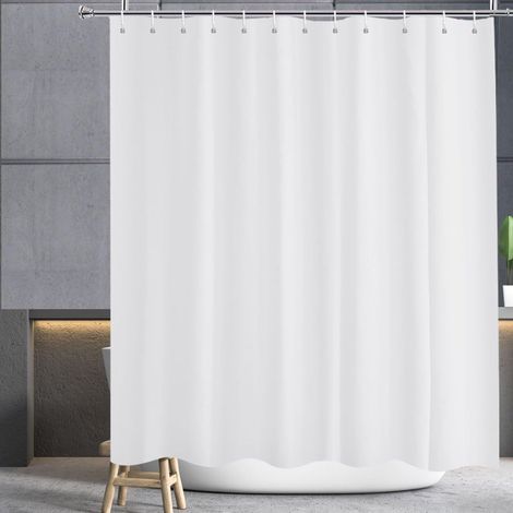 Rideau de douche 120x200 blanc, imperméable, anti-moisissure, avec boucles de suspension, L120 x H200 cm
