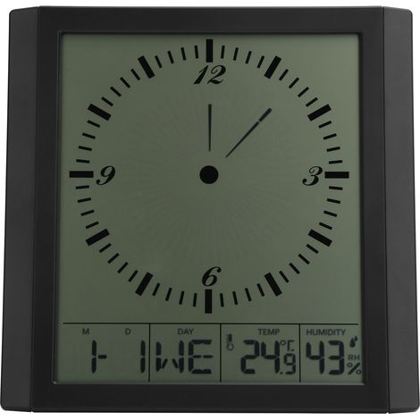 Digitale Wanduhr mit großem Display, Temperatur- und Luftfeuchtigkeitsanzeige sowie Alarmfunktion (1/5)