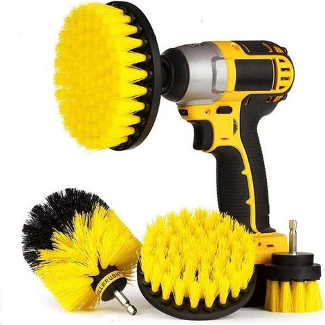Kit de brosses pour perceuse - Brosses à récurer en nylon - Élimine la saleté - Pour salle de bain, carrelage et joints - Outil de nettoyage - Pour bricoleurs - Bleu - 4 pièces (1/5)