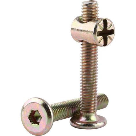 10 pezzi M6 in acciaio al carbonio con esagono incassato, viti per mobili con dadi cilindrici, connettore per bulloni (60 mm)