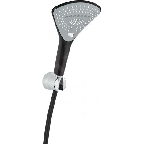 Kludi Fizz - Ensemble pommeau de douche avec support, flexible de douche, 3 jets, noir mat 6775087-00 (1/2)