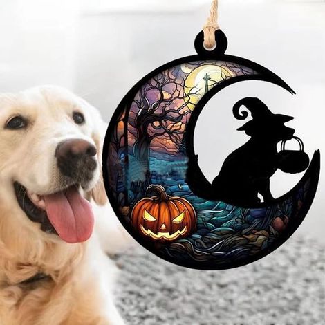 Acchiappasole in memoria degli animali domestici, ciondolo a forma di cane con luna colorata, clip acchiappasole in memoria degli animali domestici, ricordo degli animali domestici, regalo (1/5)
