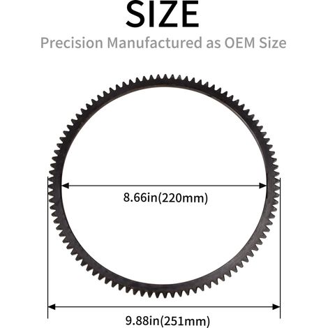 97-tooth Command V-twin cylinder and Kohler flywheel starter for agricultural vehicles with 220mm internal diameter gears (1/4)