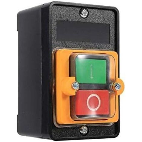 Commutateur à Bouton Poussoir, AC220V / 380V 10A Interrupteur à Bouton de Commande de Puissance étanche Monophasé/Triphasé, Bouton de Commande Marche/Arrêt Avec Coquillage, Interrupteur Machi