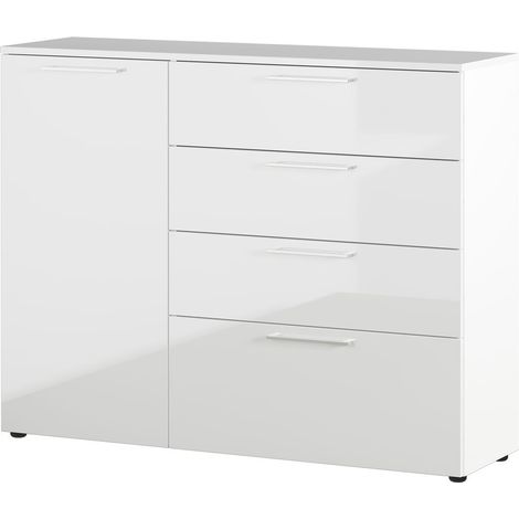 Modernes Sideboard SAN MARINO-01 in Hochglanz weiß, B/H/T: ca. 135/107/40 cm (1/5)