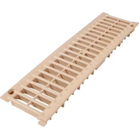 Nicoll – Grille de caniveau A15 0,5m PVC sable – Largeur 130mm – Surface d'avalement 580 cm²/ml – Fixation par kit FIXCAN