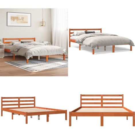 Letto senza Materasso Marrone Cera 120x190 cm in Legno di Pino - Letto senza materasso - Letto in pino