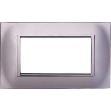 Plaque compatibles Bticino Livinglight 4 modules plastique carré couleur argent (1/2)