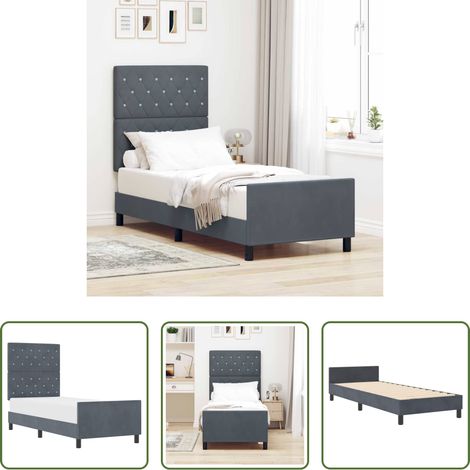 Samtbett - Boxspringbett mit Kopfteil Dunkelgrau 80 x 200 cm Samt (1/5)