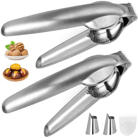 Hazelnut Clips, 2 Pieces Chestnut Breaker, Chestnut Opener, Chestnut Cutter, Chestnut Cutter, Stainless Nut Clip, Chestnut Clip, Multifunctional Chestnut Peeler, for Chestnuts, Hazelnut (1/5)