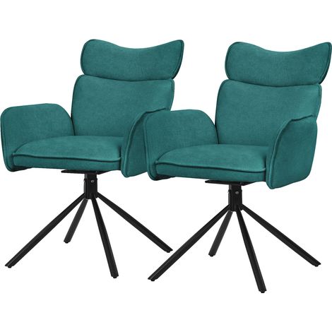 ML-Design Esszimmerstühle drehbar 2er Set Petrol mit Stoffbezug, Wohnzimmerstuhl mit Armlehne & Rückenlehne, 360° Drehstuhl, Polsterstuhl mit Stahlgestell, Sessel ergonomisch, Küchenstuhl Loungesessel (1/5)