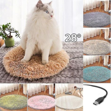 Tapis chauffant pour animaux, 40 cm, étanche, électrique, pour chiens et chats, doux, confortable et lavable, beige (1/4)