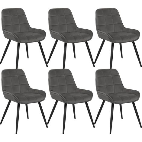 WOLTU set of 6 Dining Chairs. Relaxing Chairs Velvet. Chairs for Bedroom. Living Room. Dining Room and Kitchen. Ergonomic Chairs with Backrest. Dark Grey (1/5)