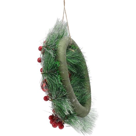 Couronne de Noël artisanale en pommes de pin artificielles - Cadeau de Noël pour l'intérieur et l'extérieur, idéal pour décorer les vitrines. (1/5)