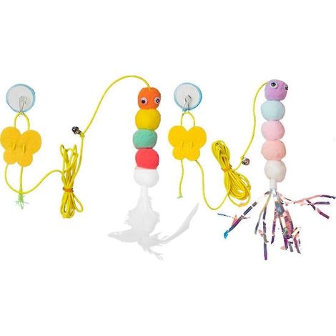 Lot de 2 jouets pour chatons interactifs suspendus avec enrouleur rétractable - Couleur aléatoire (1/5)