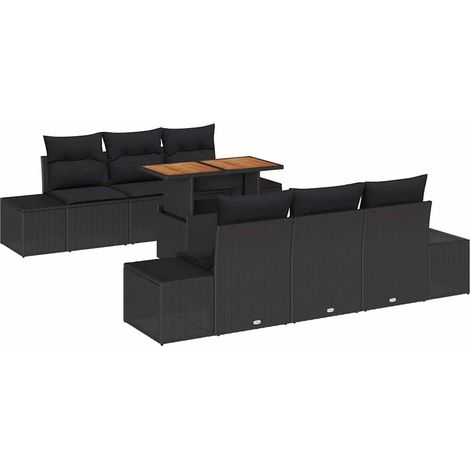 Garden Sofa Set with Storage 7 pcs Black Poly rattan vidaXL (1/5)