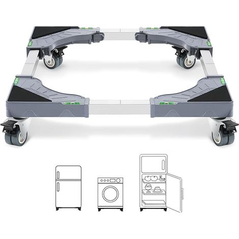 W B D WEIBIDA Washing Machine Stand with 4 Lockable Wheels, Load 200 kg Washing Machine Base, Adjustable Width 40-62 cm, Appliance Holder for Washing Machine, Dryer, Refrigerator (1/2)