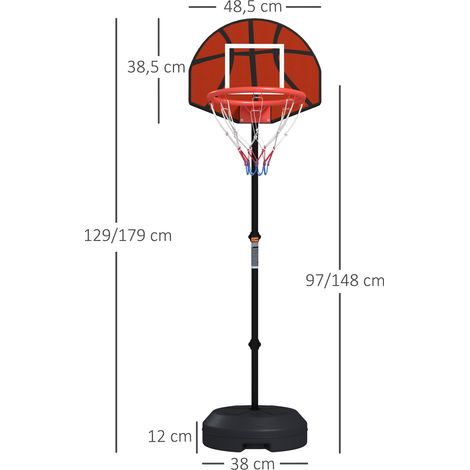 Basketballständer, höhenverstellbar, Magnet-Dartscheibe, 98-148cm, Schwarz (1/5)