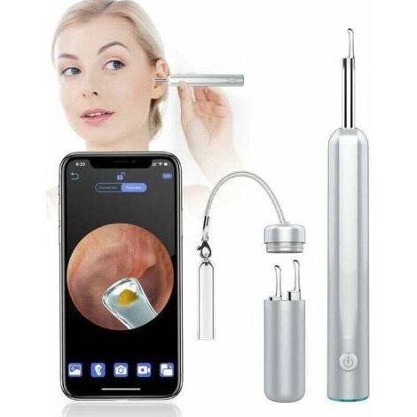 Caméra endoscopique de nettoyage des oreilles 1080p 3,9 mm avec 6 LED, compatible iPhone et Android, élimination du cérumen, étanche IP67, convient aux chiens et aux enfants (argent) (1/4)