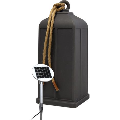 Lantern Lanterne décorative solaire LED Hauteur 45 cm Anthracite Avec panneau solaire et ampoule en blanc chaud Lampe solaire pour terrasse, balcon, jardin avec panneau (1/5)