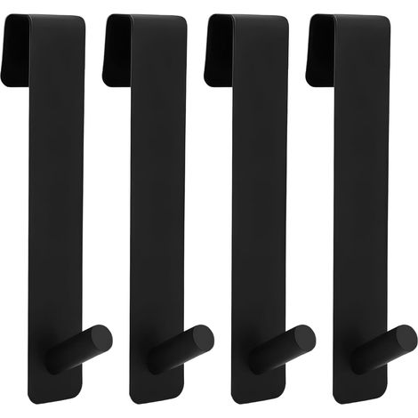 Lot de 4 Crochets Douche Sans Perçage pour Paroi en Verre, Noir Porte-Serviettes Acier Inoxydable Accessoires Salle Bain -