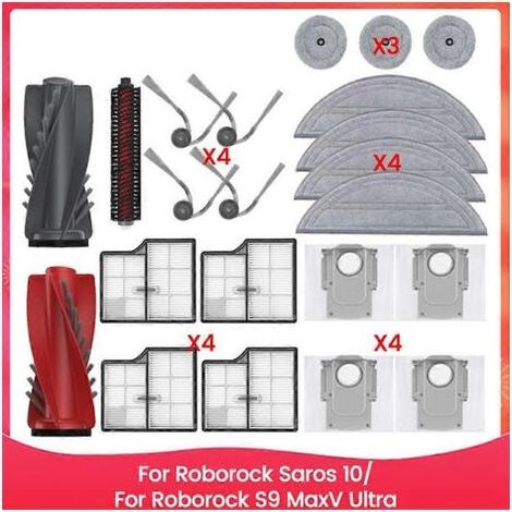 Pièces détachées pour aspirateur robot Roborock Saros 10/Roborock S9 MaxV Ultra : brosse principale, lingettes de nettoyage, filtres HEPA, sacs à poussière (1/5)