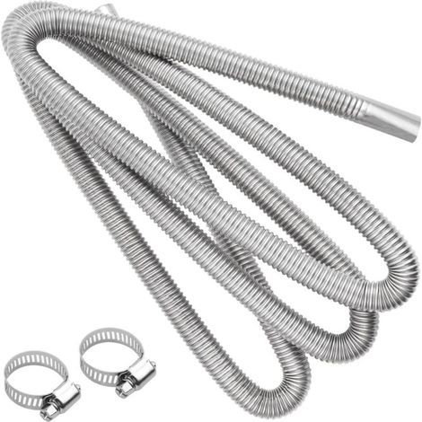 Flexibler 60 cm Abgasschlauch, Abgasrohr für Autoheizungen, Diesel-Entlüftungsschlauch mit zwei Edelstahlklemmen