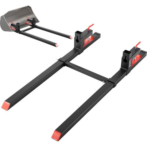 Fourches à Palettes à Pince Charge 907 kg Fourches à Godet Longueur Totale 149 cm avec Barre Stabilisatrice Réglable 50-91,5 cm, Compatible avec Godet de Chargeuses Compactes Tracteurs, Noir (1/5)