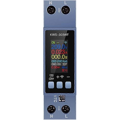 Compteur d'énergie WIFI, voltmètre numérique monté sur rail DIN, ampèremètre, wattmètre, AC 100-290V kWh, avec télécommande. (1/5)