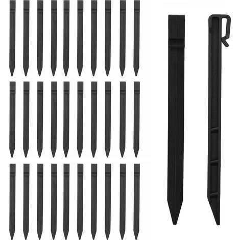 Lot de 30 piquets d'ancrage, 24,6 cm, plastique résistant, pour bordure paysagère, fixation géotextile, jardin et terrasse (1/5)
