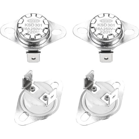 Interrupteur de Température KSD301 - 4 Pièces - Céramique - 220°C Normalement Fermé - Pour Four Micro-onde - 6.3mm (1/4)