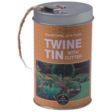 Garland Garden Twine Tin with Cutter - 100g 3 Ply Natural Jute Twine