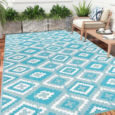 Grand Tapis d'extérieur 180 x 270 cm, en Plastique tissé Plat Robuste, résistant aux UV, imperméable, résistant aux Couleurs, Tapis de Balcon pour extérieur, Camping-Car, terrasse, Jardin (1/5)