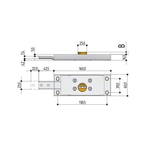 SERRATURA SERRANDA APPLICARE 8633 PREFER - DM LATERALE SX C.PIEGATO - 1 pezzo (1/2)