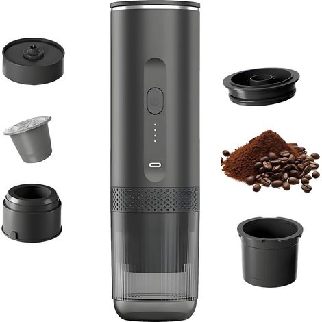 Kapselkaffeemaschine, tragbar, 2-in-1 Design, Schwarz (1/2)