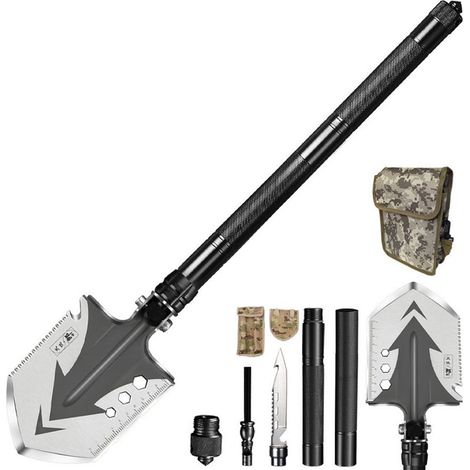 Soavoa Pelle de Survie Pliante en Acier Inoxydable Tête Miroir Brise-Vitre Tungstène Résistante 200kg Outil Multifonction Camping Randonnée 1 Pièce (1/5)