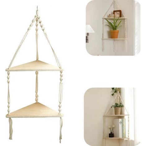 Étagère murale flottante en bois - planche d'angle pour plantes et décoration, blanc, 80 x 32,5 cm (1/5)