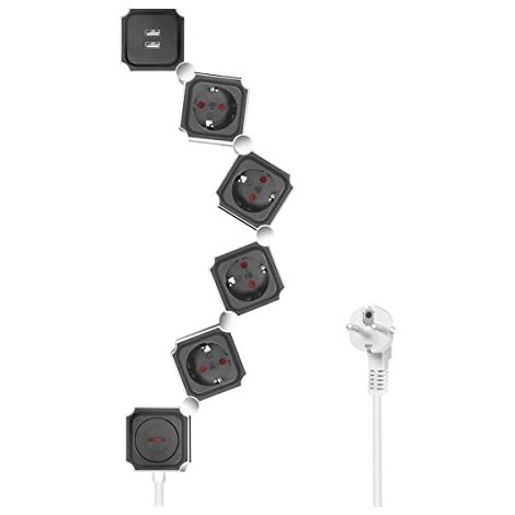 Bloc multiprises flexible, 4 prises + 2 USB