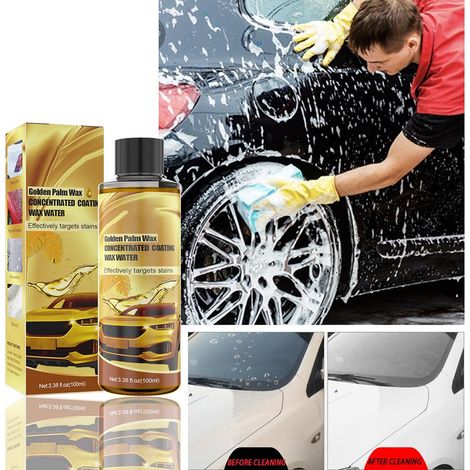 Nettoyant mousse multifonction pour voiture, cire de carnauba et polissage, lavage et lustrage auto, mousse dorée au palmier, rénovateur brillance (1/5)